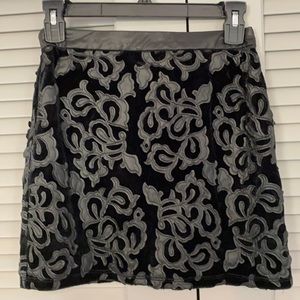 Short Black Embroidered Skirt